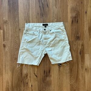 Banana Republic Mens Slim Fit Denim Cutoff Shorts Off White 32x32 Raw Hem
